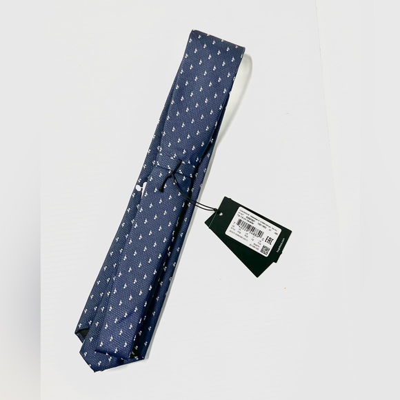 NEW $115 HUGO BOSS Men's Navy Blue Floral Print Made in Italy 100% Silk Tie - Picture 6 of 13